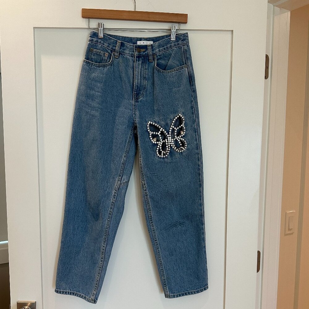 Area Embellished Butterfly Cutout Straight Jeans Sz 0 - SOLD OUT EVERYWHERE